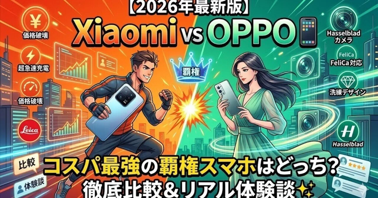 📱📱【2026年最新版】Xiaomi vs OPPO📱コスパ最強の覇権スマホはどっち