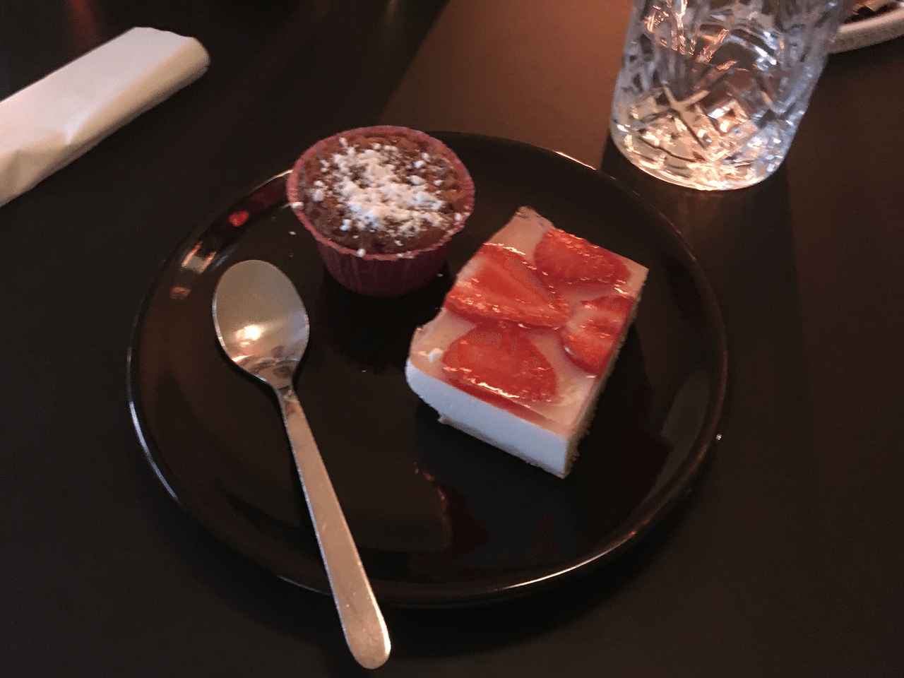 甘党のデンマーク人にとって、レアチーズケーキがあっさりすぎる場合の保険で、チョコマフィンも作って行きました。結果、ダブルスイーツになり、見栄えもよく、喜んでもらえました!僕は余ったマフィンがもらえたので、コーヒータイムの楽しみが増えました♪ 画像6