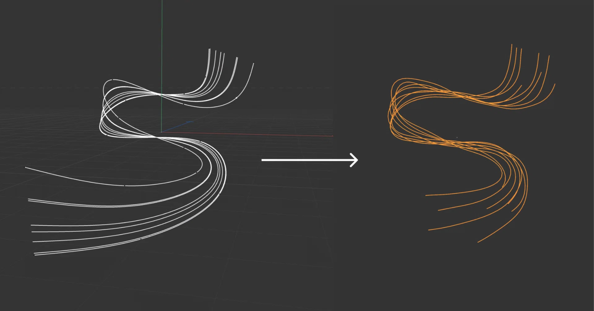 C4D｜スプラインの束をトリムしてなびかせる｜伊藤 賢吾｜C4D Tips