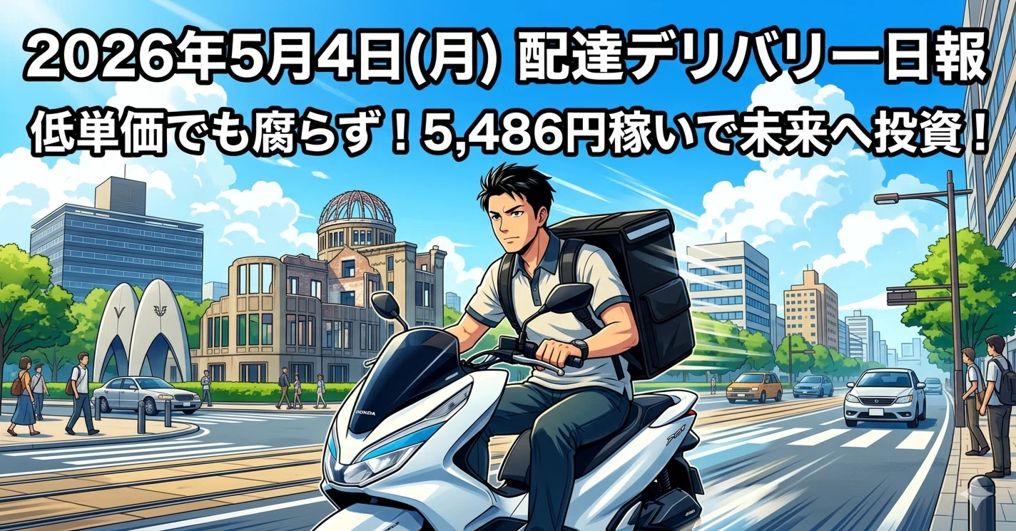 2026年5月4日・GW中盤の副業日報】GWのウーバーイーツは地獄だった
