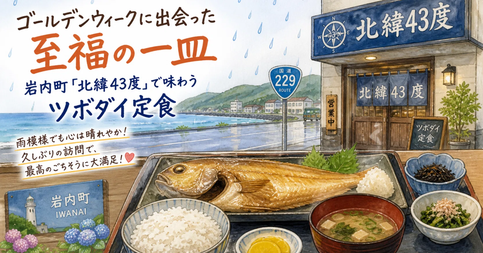 ゴールデンウィークに出会った至福の定食、岩内町「北緯43度」で味わう