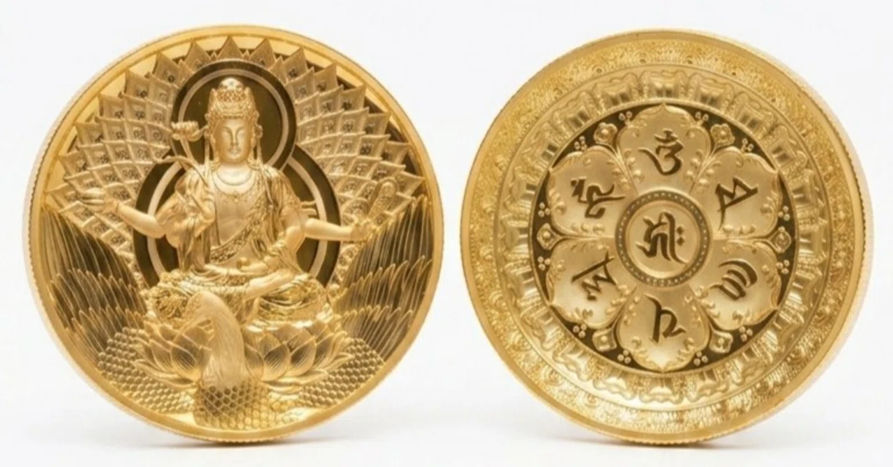 最高鑑定】息をのむ造形美。中国「孔雀明王」金メッキ銅メダル（NGC