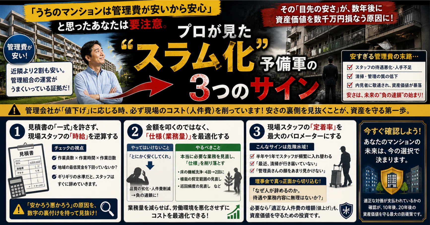 うちのマンションは管理費が安いから安心」と思ったあなたは要注意