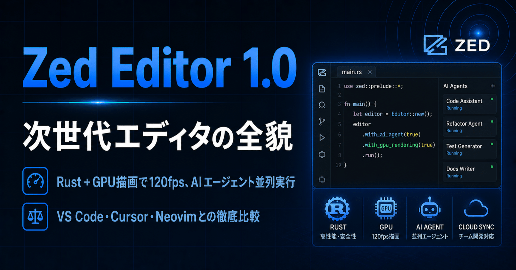 ZEDエディタ完全解説 2026年版：Rustで作られた次世代コードエディタの