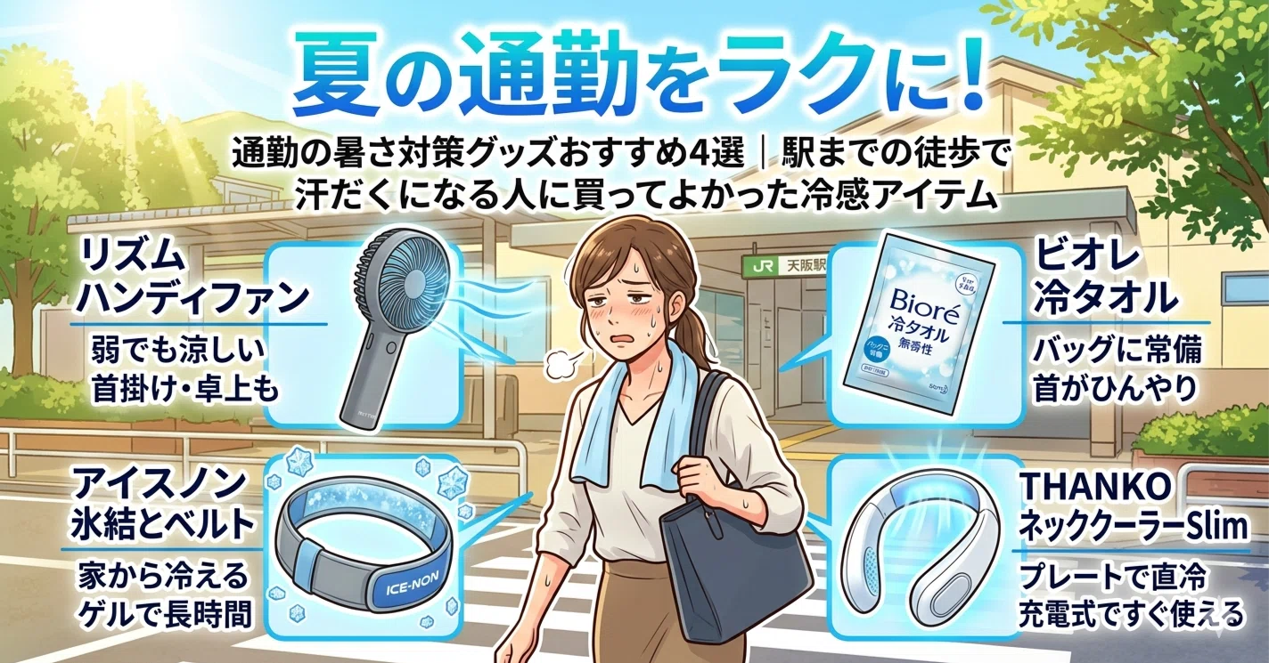 通勤の暑さ対策グッズおすすめ4選｜駅までの徒歩で汗だくになる人に
