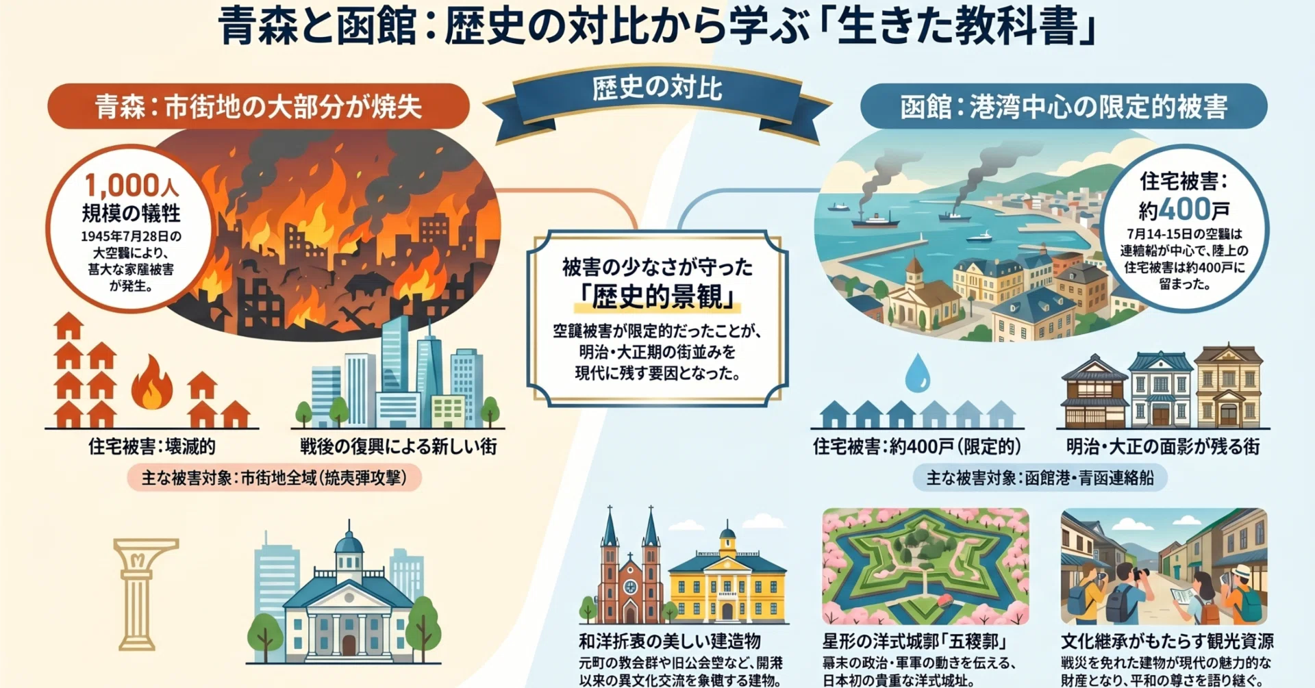 青函を分かつ「運命の1945年」——なぜ函館には古い街並みが残り、青森は