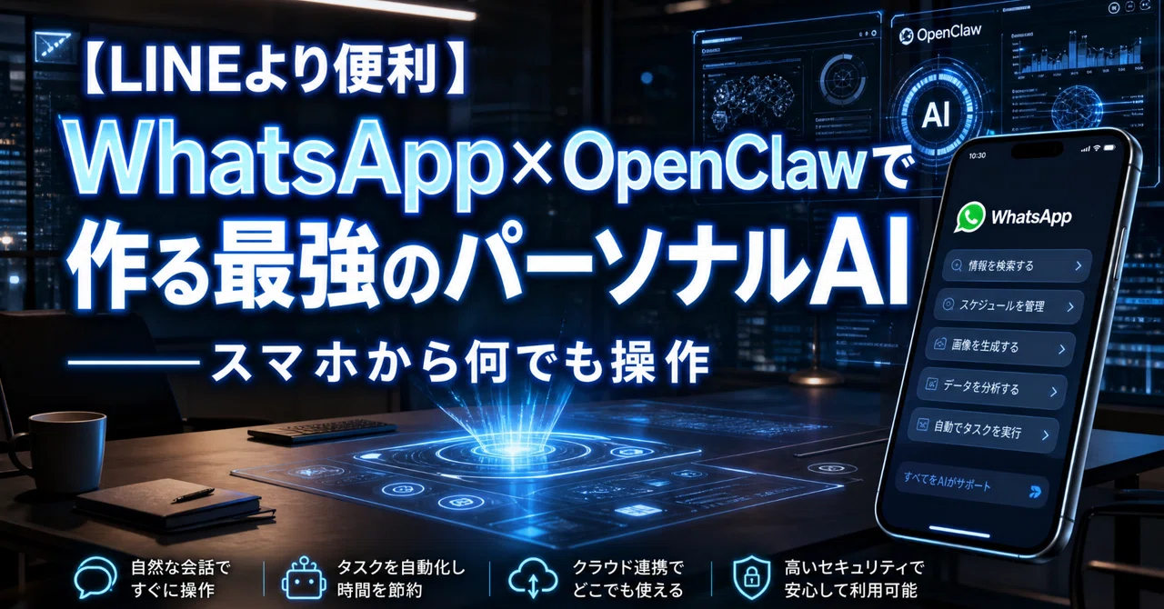 【LINEより便利】WhatsApp×OpenClawで作る最強のパーソナルAI——スマホから何でも操作｜sane-design
