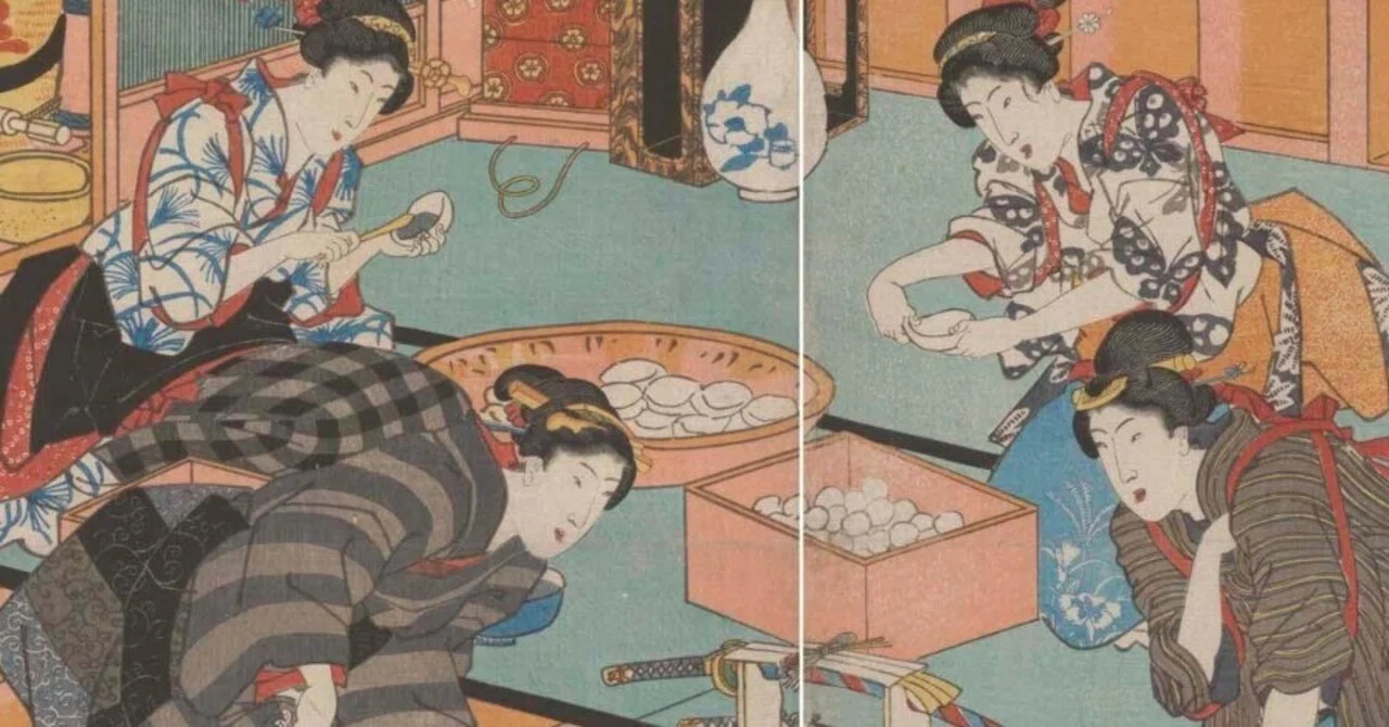 今日は「こどもの日」！柏餅のある浮世絵―三代歌川豊国《皐月》1844年