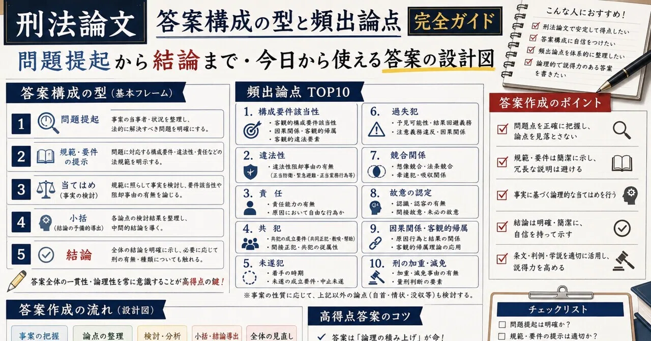 刑法論文 答案構成の型と頻出論点完全ガイド｜問題提起から結論まで
