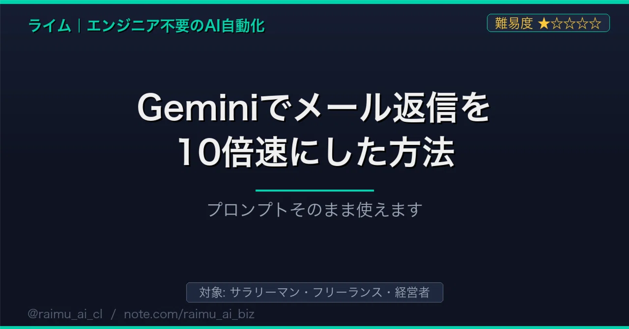 Geminiでメール返信を10倍速にした方法【プロンプトそのまま使えます 