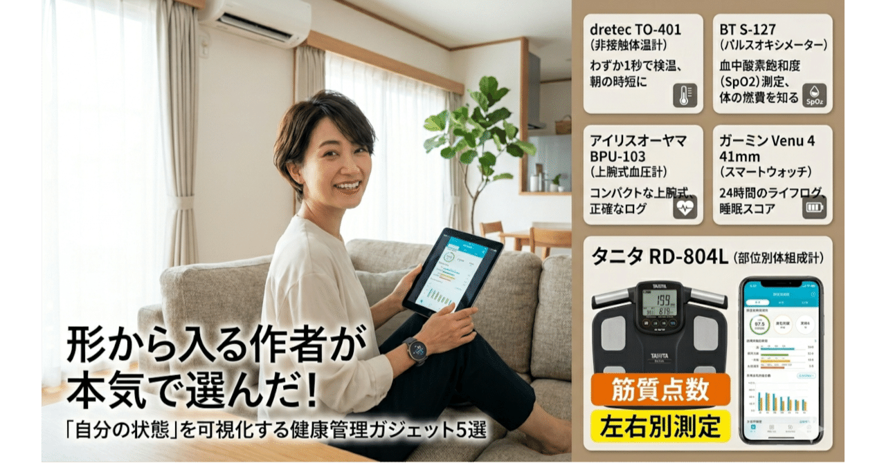 健康管理・計測計 c 形から入る作者が使用中の健康管理ガジェット5選 (2026.5)｜新道 由生