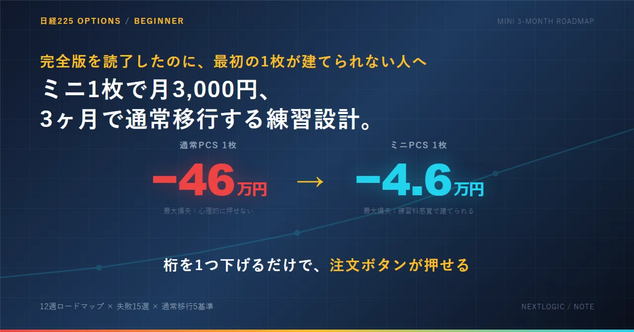 日経225オプション取引 虎の巻 実践編】ミニ1枚で月3,000円｜3ヶ月