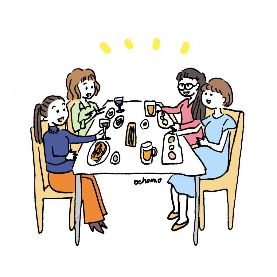 まだ外食する気にならない 女子会するイラストpixta販売 おちゃも イラストレーターお仕事募集中 Note