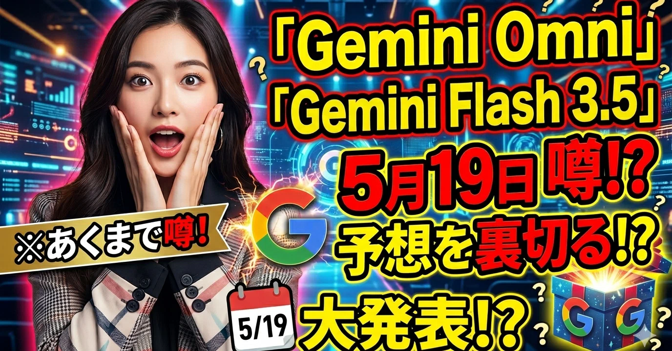 あくまで噂！【Gemini Omni】やら【Gemini Flash 3.5】。5月19日の