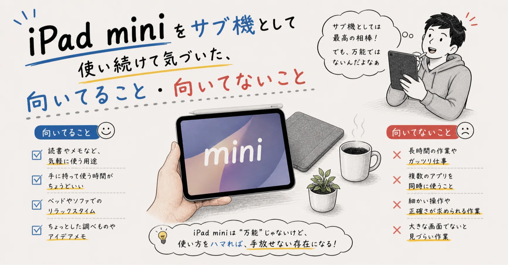 iPad miniをサブ機として使い続けて気づいた、向いてること向いてない