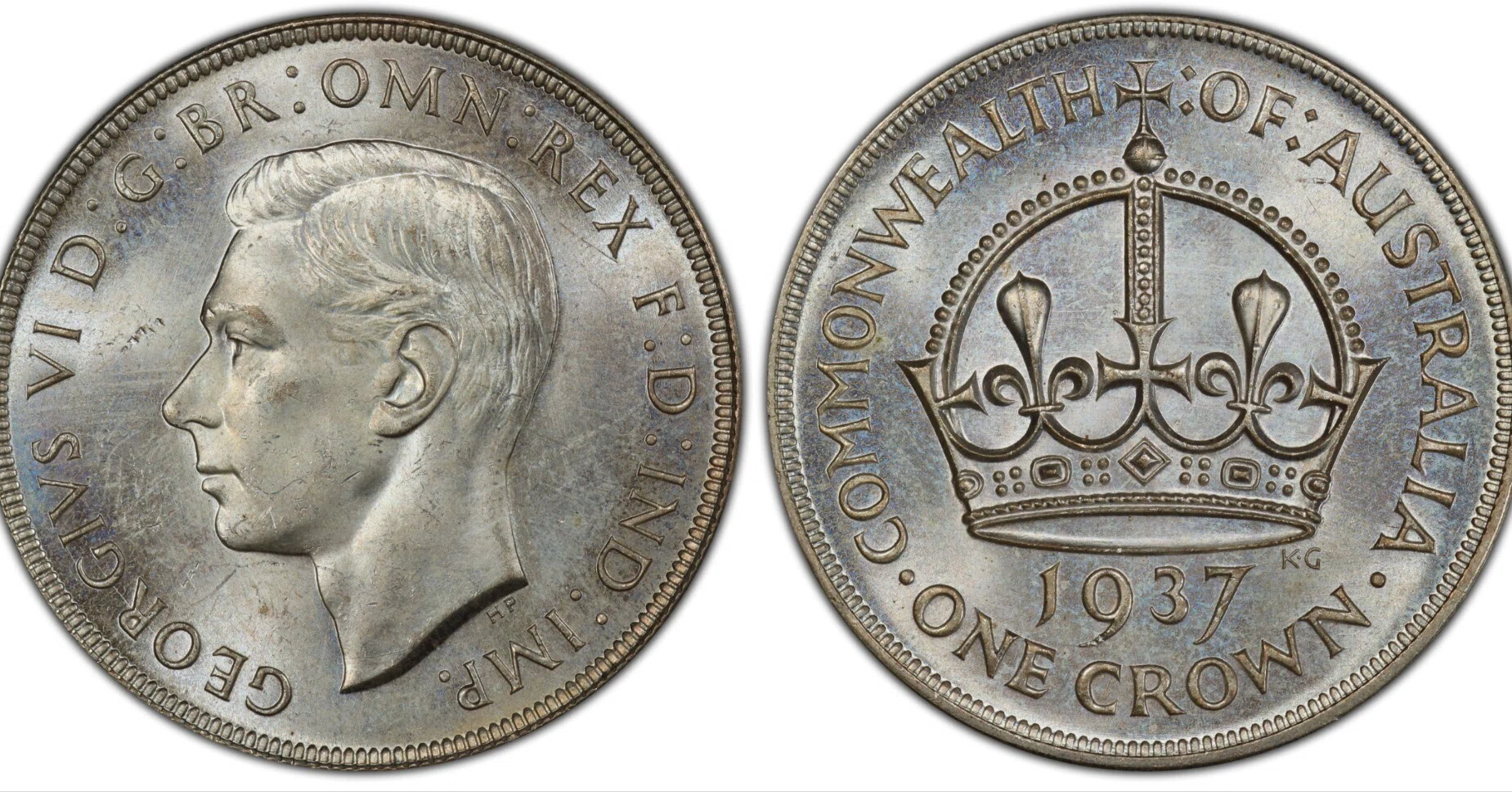 オーストラリア 1937年 1クラウン硬貨 懐中時計の アンティーク時計】1937年オーストラリア・1クラウン銀貨 コレクション