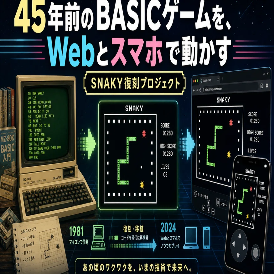 9:45年前のBASICゲームを、Webとスマホで動かすローカルで動いた。では