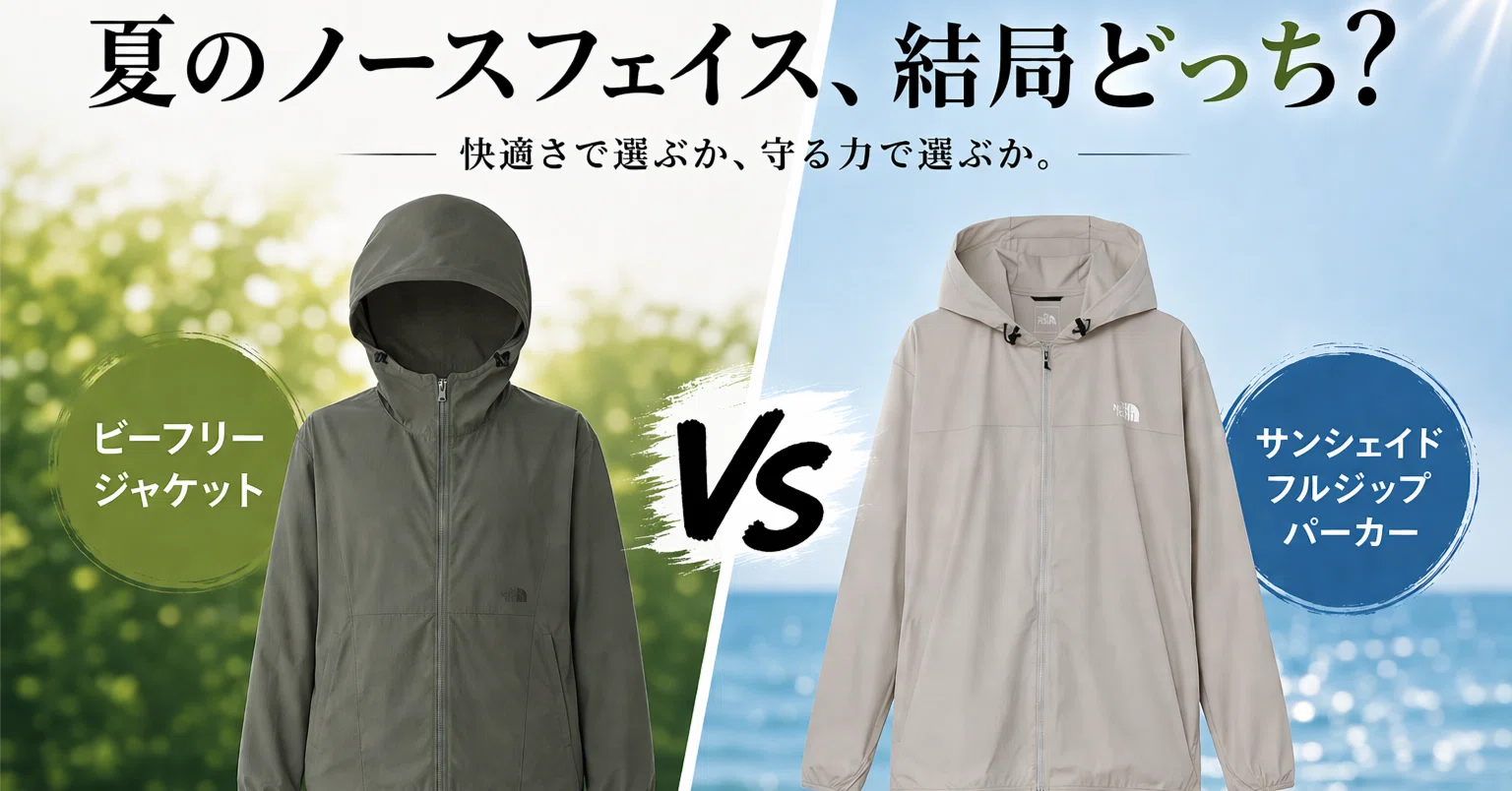 夏のノースフェイス、結局どっち？｜ビーフリージャケット vs サン