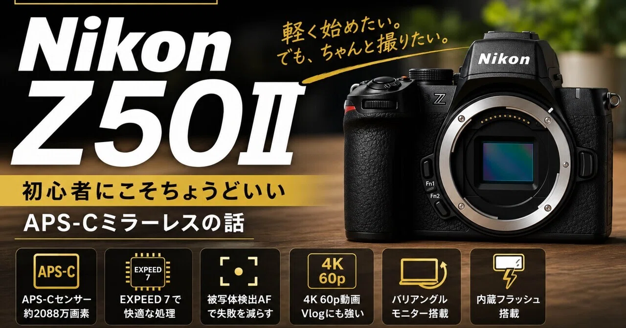 Nikon Z50IIは最初の1台にこれ以上求める？初心者が失敗しにくいAPS-C