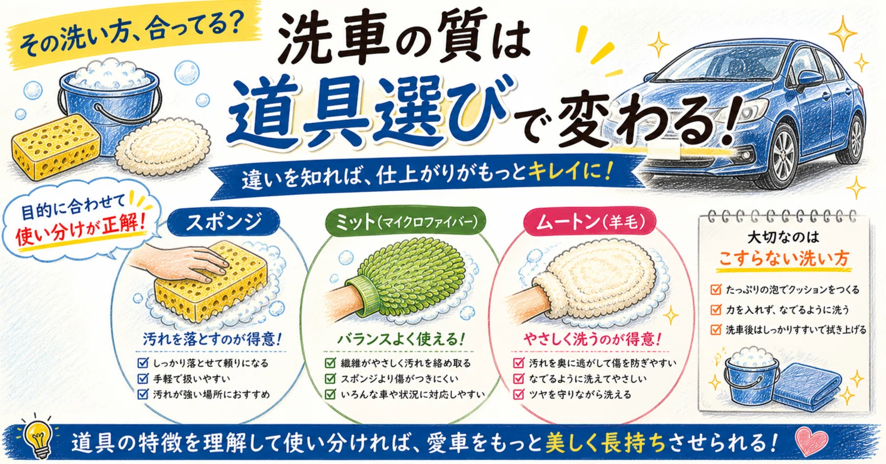 洗車の質は“道具選び”で変わる｜知らないと差がつく洗車の基本｜はふた 
