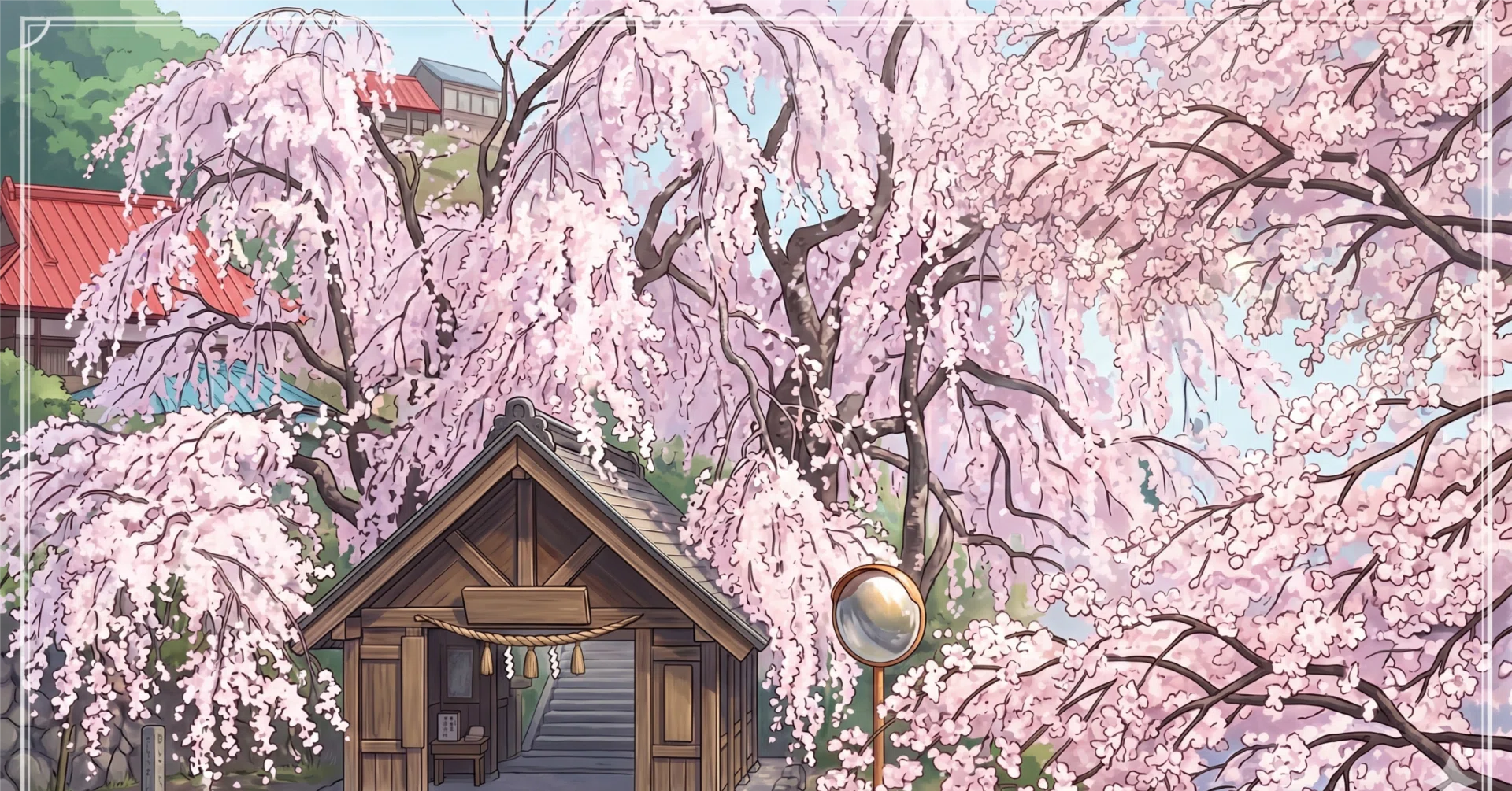 東京都檜原村人里 枝垂れ桜 空撮｜中村央理雄