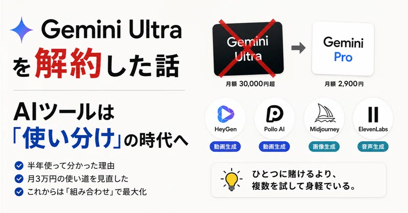 Gemini Ultraを解約した話 — AIツールは「使い分け」の時代へ