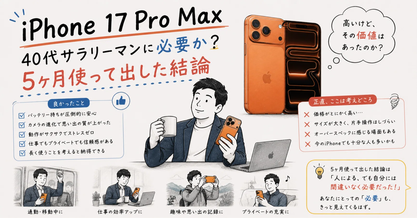 iPhone 17 Pro Maxは40代サラリーマンに必要か？5ヶ月使って出した結論