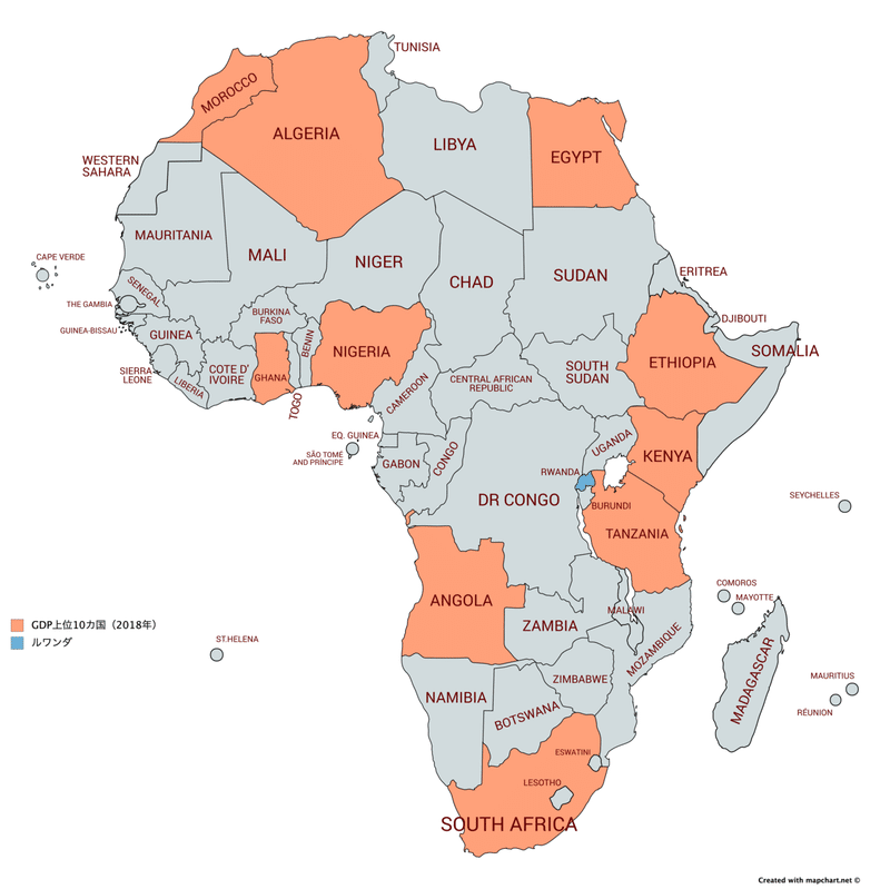 アフリカ地図（GDP上位）