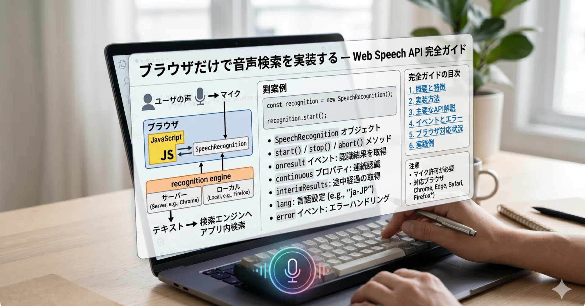 ブラウザだけで音声検索を実装する — Web Speech API 完全ガイド