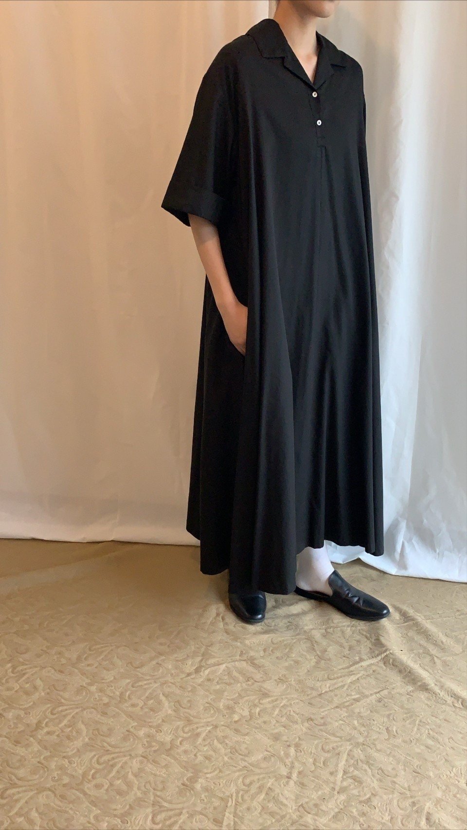 フーフーfoufou THE DRESS コットンリネンランデブーワンピース黒2 foufou THE DRESS #10 ランデブーワンピース 人気商品 再販