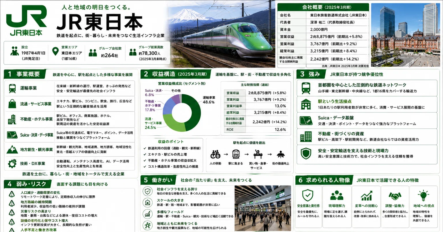徹底企業分析㊷JR東日本】駅を持つ会社は強い。線路を持つ会社はもっと