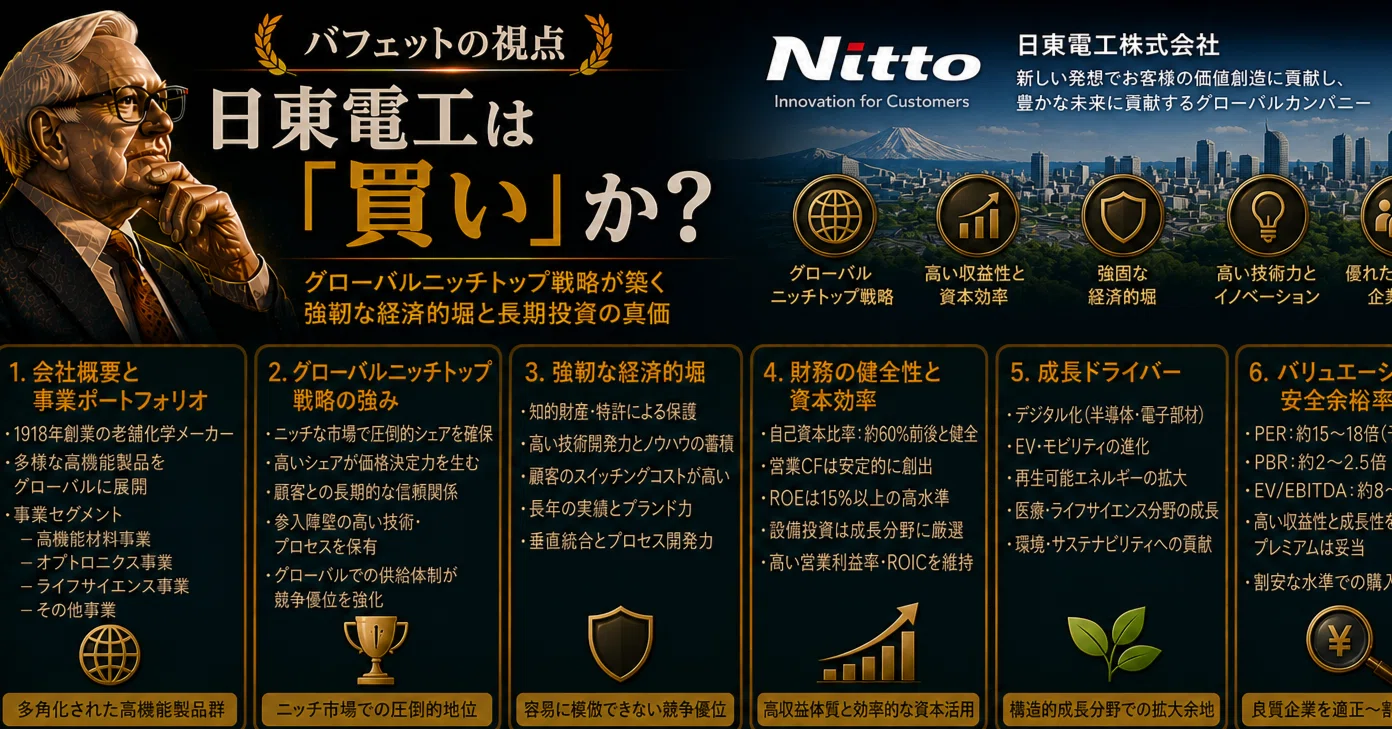 バフェットの視点】日東電工は『買い』か？ — グローバルニッチトップ 