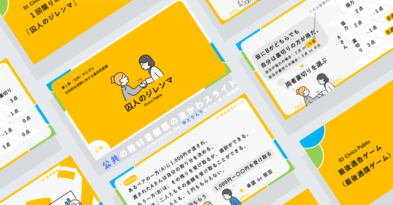 【公共のスライド】「囚人のジレンマ」の授業を楽しむための、授業パワポ【指導案】｜ゆとりんり
