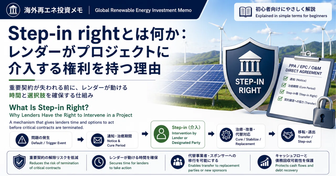 Step-in rightとは何か:レンダーがプロジェクトに介入する権利を持つ理由|海外再エネ投資メモ