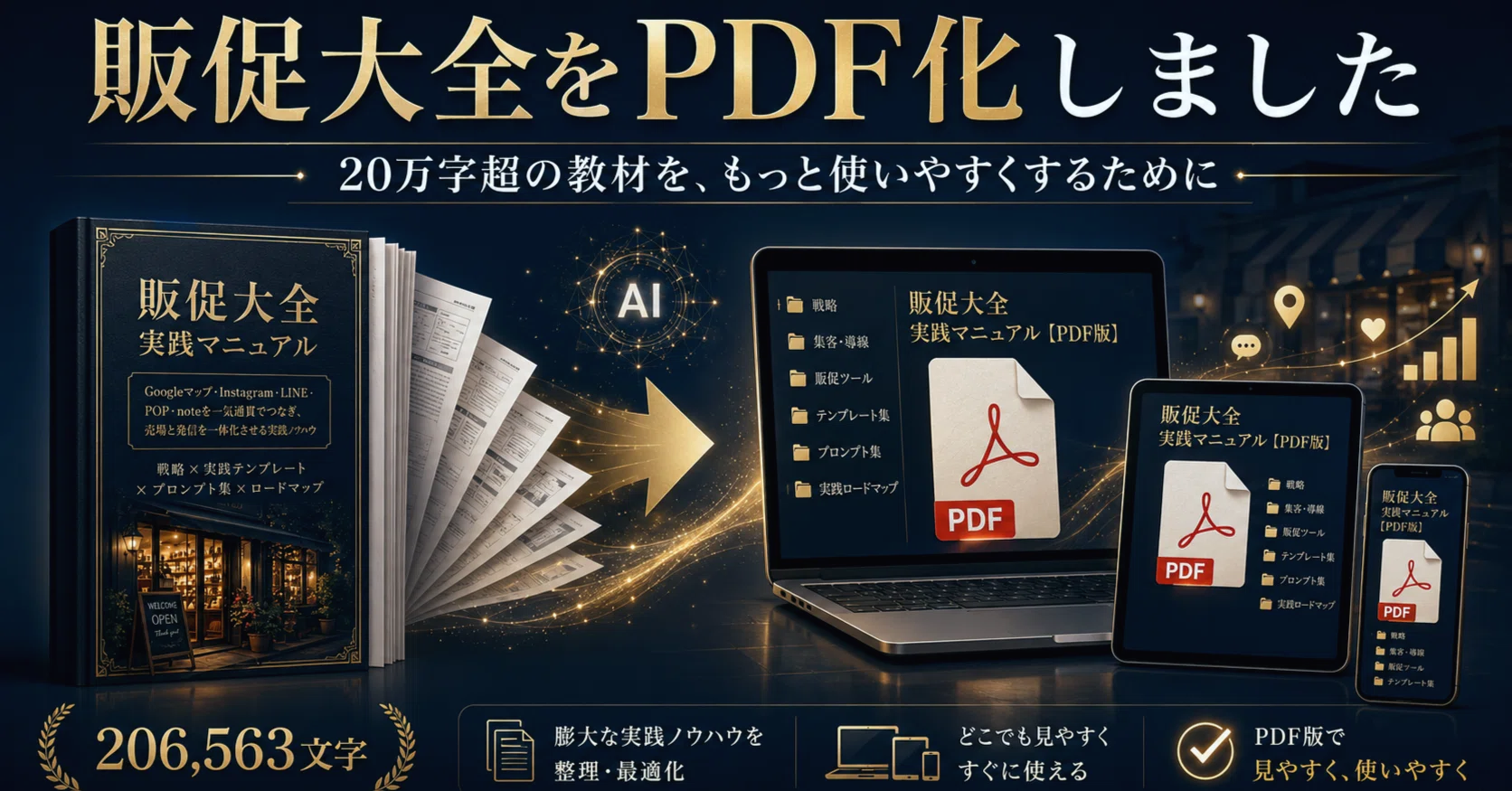 販促大全をPDF化しました。20万字超の教材を、もっと使いやすくする