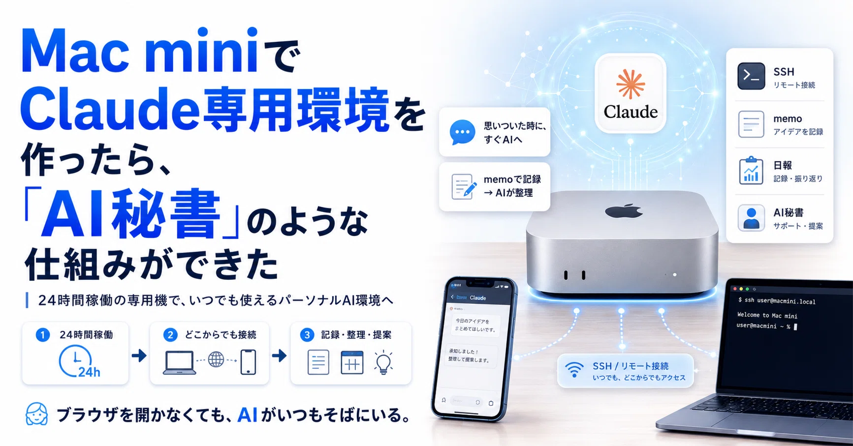 Mac miniでClaude専用環境を作ったら、「AI秘書」のような仕組みができ
