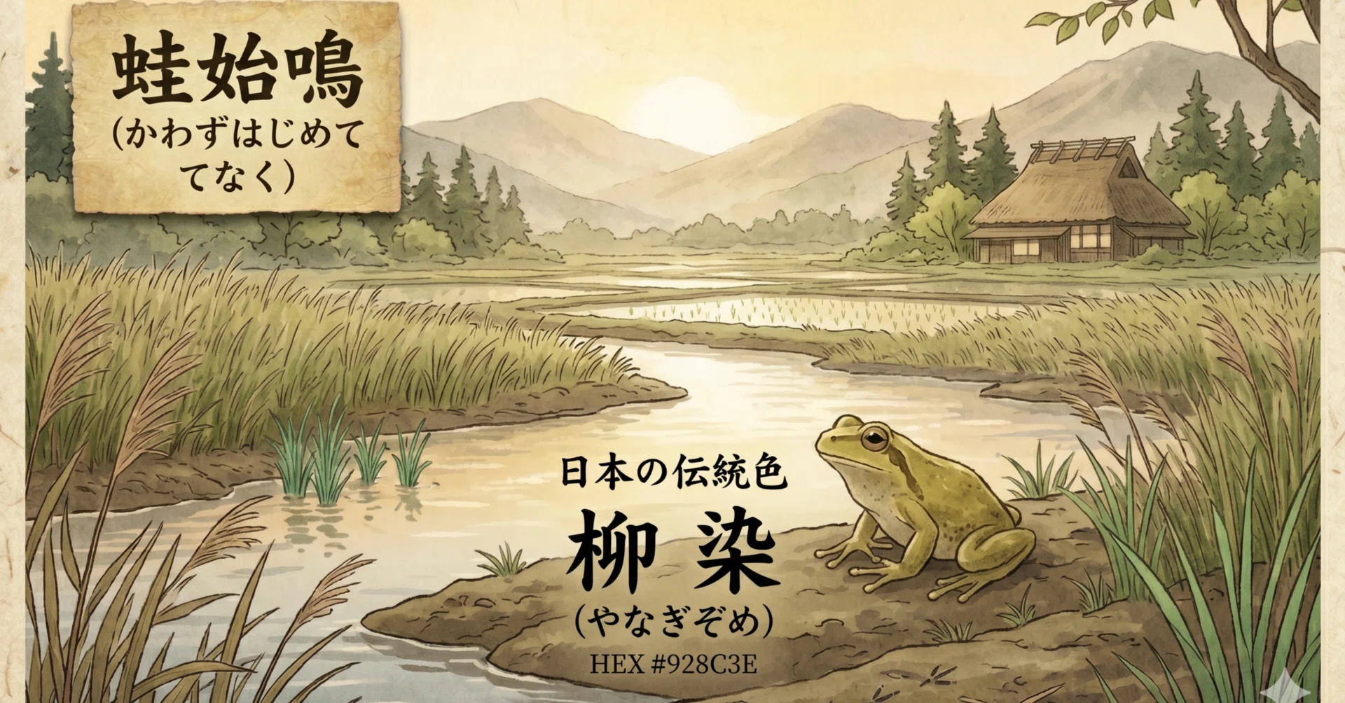 日本の色で巡る七十二候】蛙始鳴 ×「柳染（やなぎぞめ）」〜水辺に響く