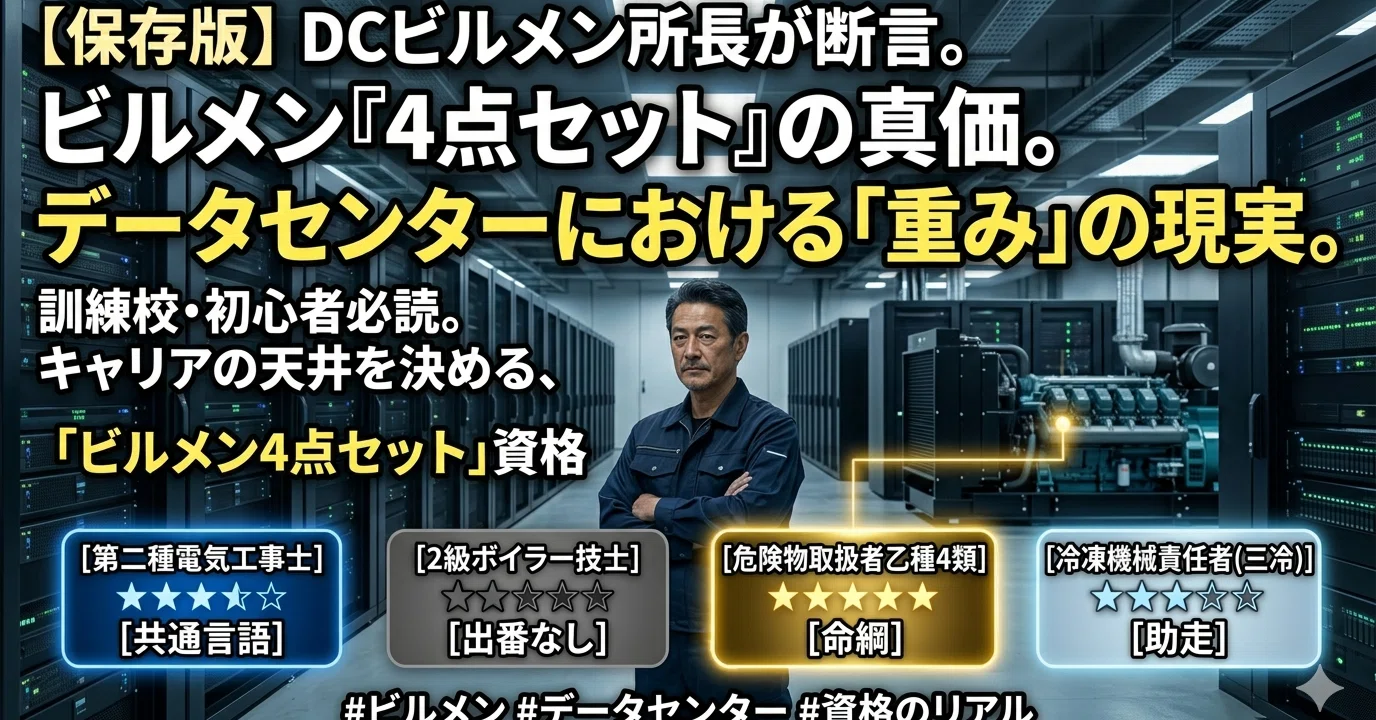 ビルメン4点セットの正直な評価。DCの現場で「本当に使える資格」と