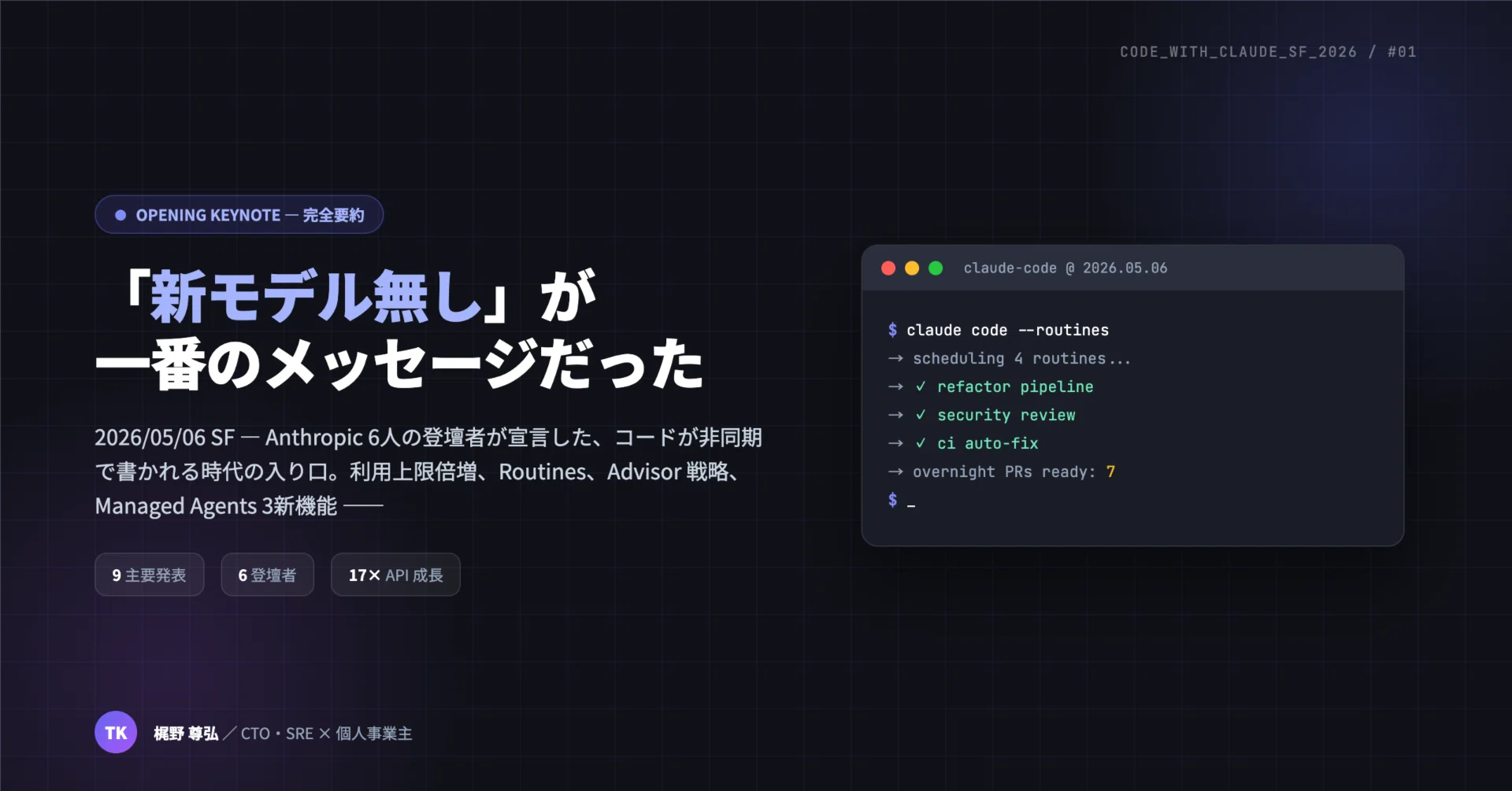 Code with Claude SF 2026】Opening Keynote 完全要約 — 「新モデル