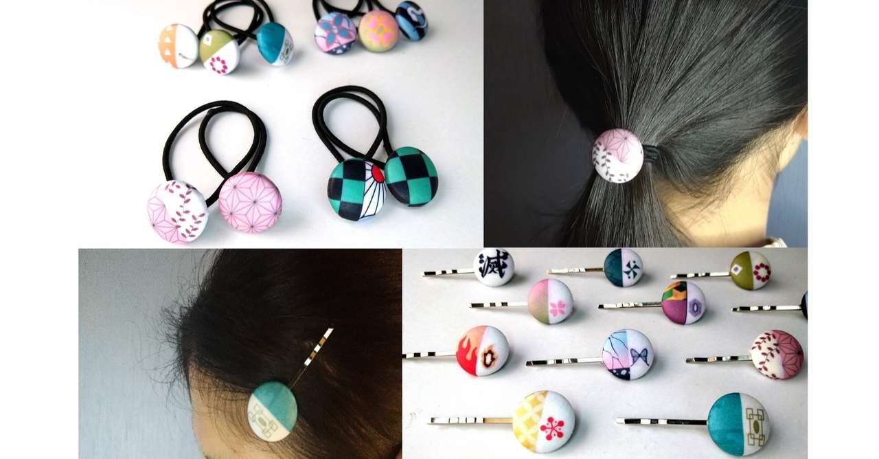 超簡単 100均アイテムで作成する鬼滅の刃風 くるみボタンペアゴム ヘアピン フルライフdiy Note 超簡単 100均アイテムで作成する鬼滅の刃風 くるみボタンペアゴム ヘアピン フルライフdiy Note