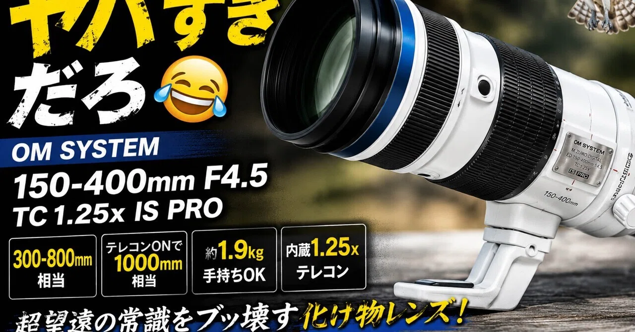 このレンズ、ヤバすぎだろ🤣 OM SYSTEM「150-400mm F4.5 TC1.25x IS