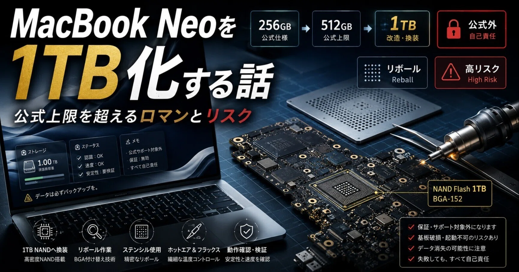 MacBook Neoを1TB SSDに換装する話256GBか512GBしか選べないMacを