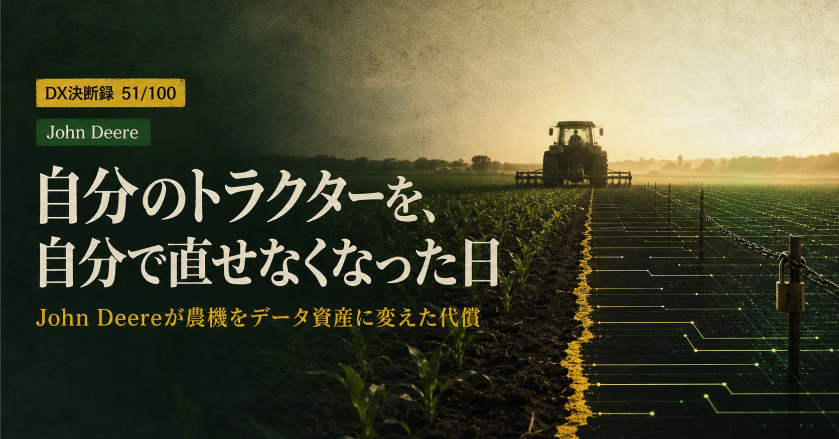 自分のトラクターを、自分で直せなくなった日：John Deereが農機を