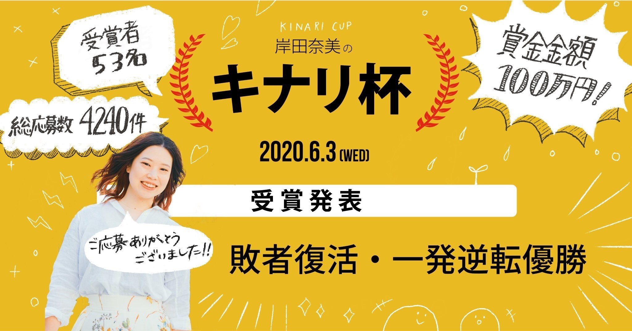キナリ杯受賞発表 敗者復活優勝 一発逆転優勝 岸田 奈美