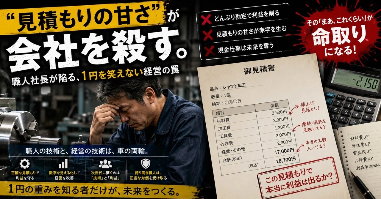 見積もりの甘さ”が会社を殺す。職人社長が陥る、1円を笑えない経営の罠