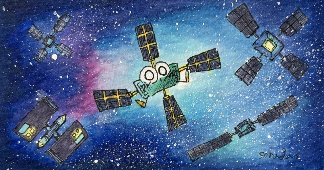 アナログイラスト】宇宙AIデータセンターの絵ができるまで｜さっつーの