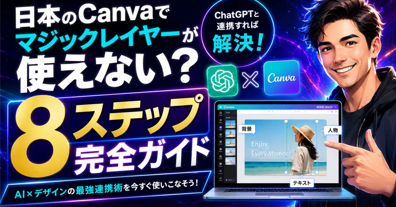 日本のCanvaでマジックレイヤーが使えない？ChatGPTと連携すれば解決！8ステップ完全ガイド