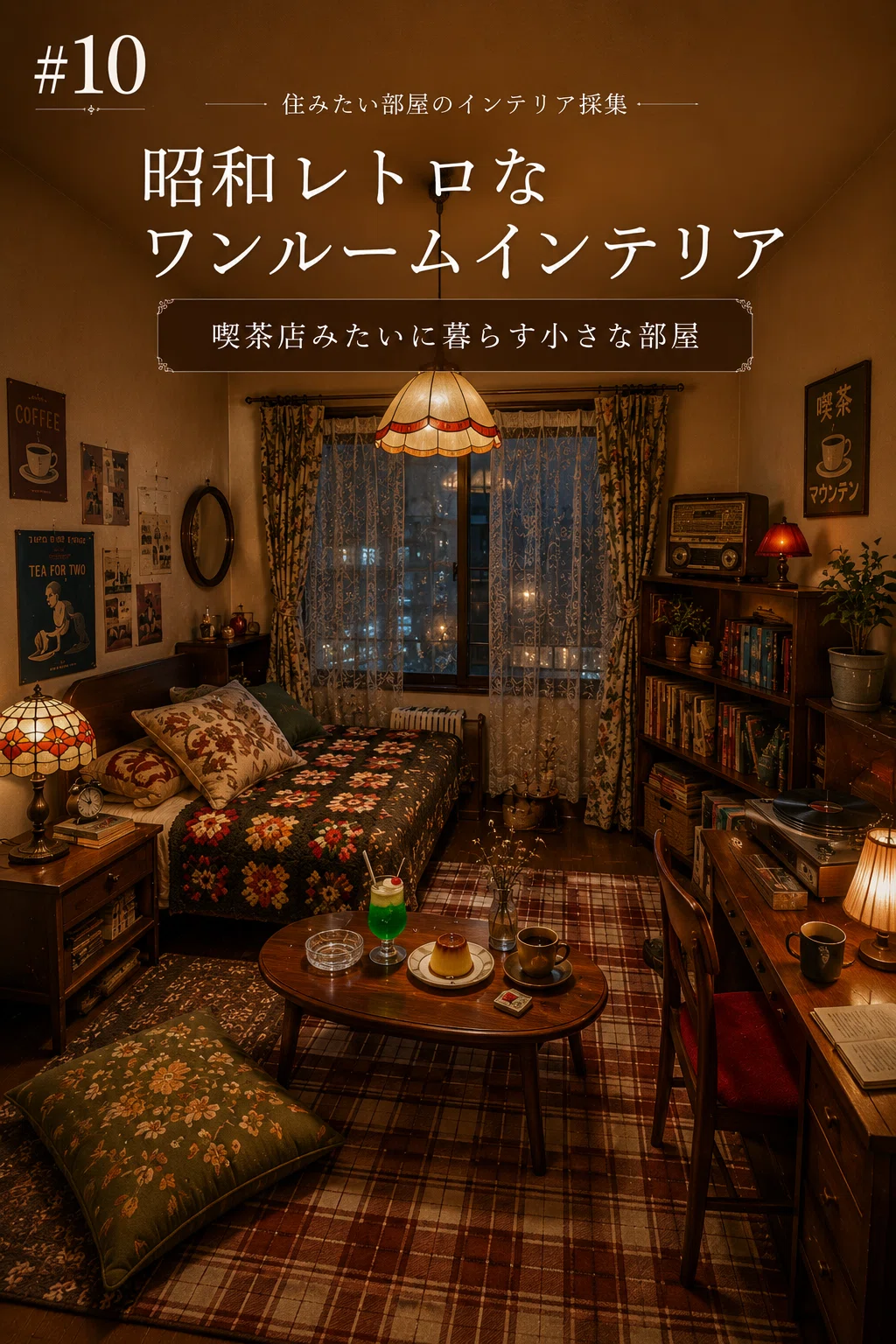 昭和レトロなインテリアです！！ 昭和レトロなワンルームインテリア｜喫茶店みたいに暮らす小さな部屋
