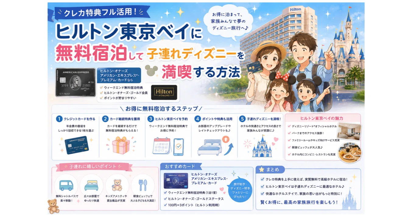 クレカ特典フル活用！ヒルトン東京ベイに無料宿泊して子連れディズニー