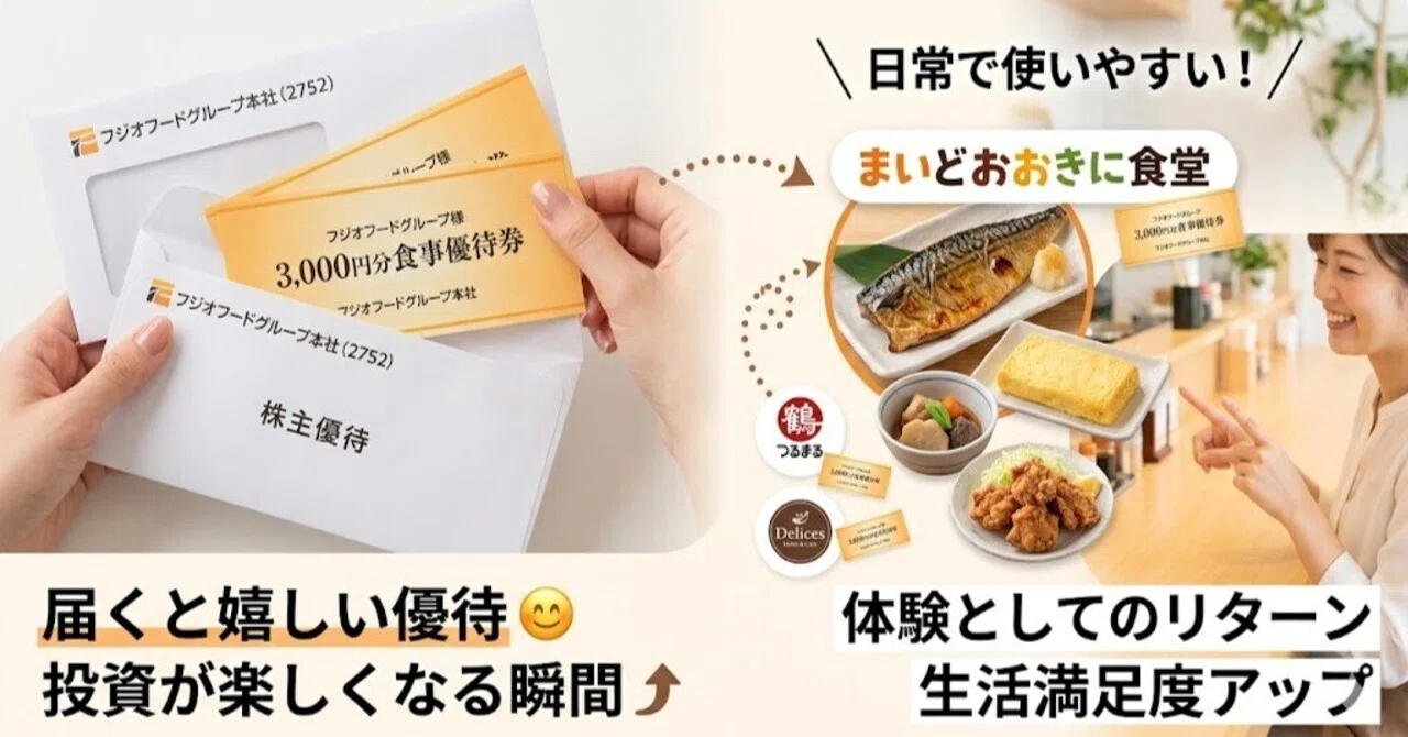 届くと嬉しい優待】フジオフードから3,000円分の食事券が到着｜“投資が